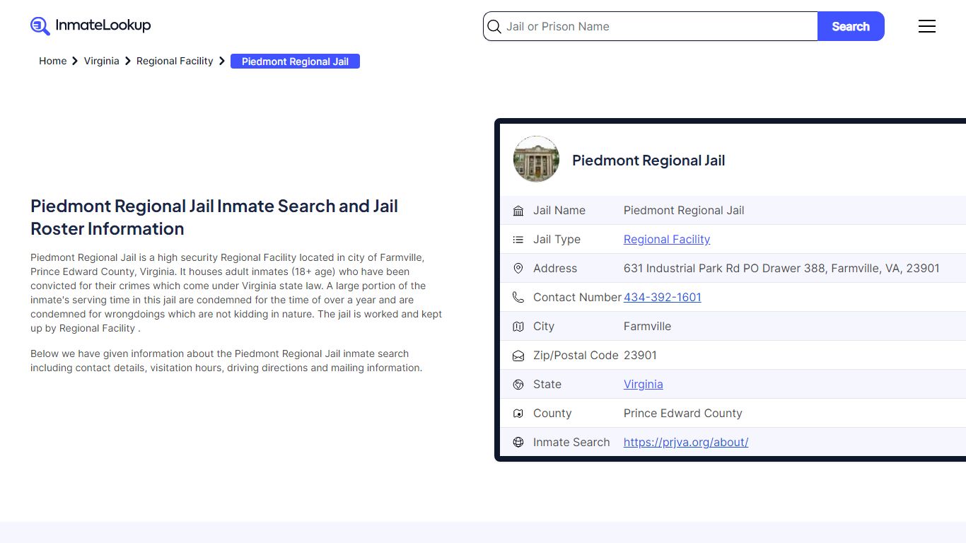 Piedmont Regional Jail Inmate Search, Jail Roster, Bookings, Arrests ...